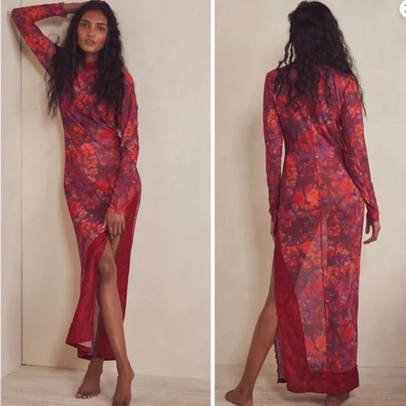 Free People Dresses & Skirts - Intimately Free People High Expectations Maxi Slip Dress in Hot Red Size M